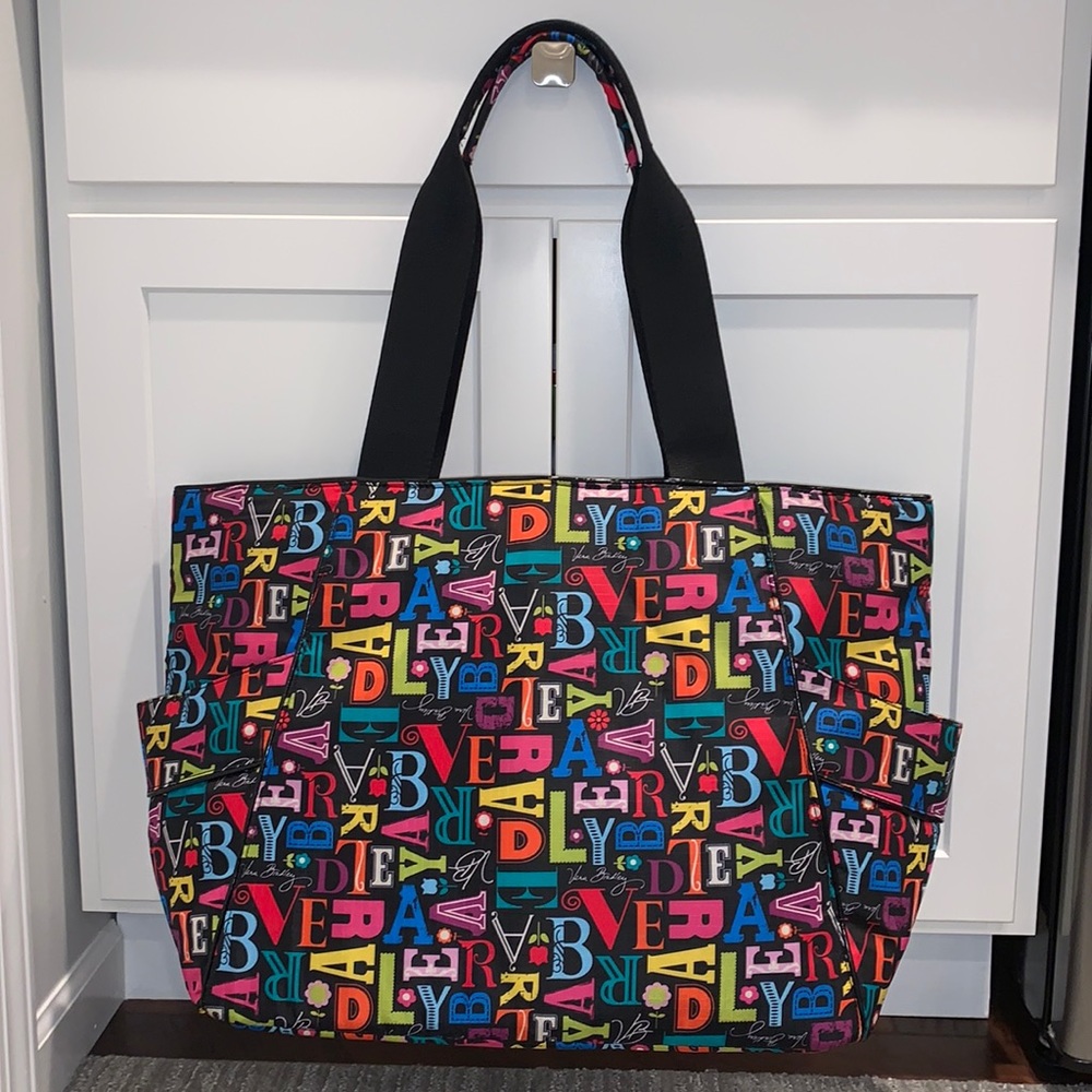 Vera Bradley Frill X large travel bag /tote, NWOT, vibrant multicolor black, red